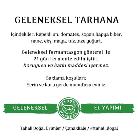 Tahali Çanakkale Geleneksel  Tarhanası 450 gr – 21 Gün Fermente 