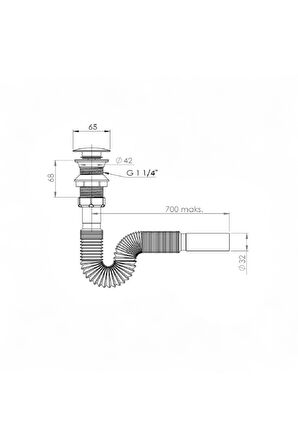 KALİTE - Paslanmaz Başlıklı Ve Körüklü Sifonlu Clıck Clack (POP-UP)