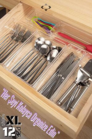 shine XL 12 PCS Organizer Düzenleyici Set Modüler Çekmece İçi Düzenleyici Organizer Set 12 Parça