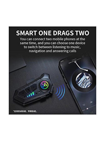 Airstorr Y10-2X Bluetooth 2 Kişi Bağlantılı Kask Intercom Motorsiklet Intercom Bluetooth 5.2