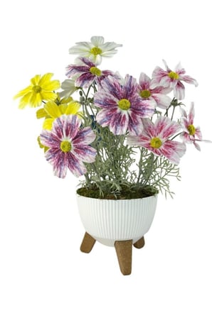 Yapay Çiçek Renkli Gerbera Papatya Salon Çiçeği Zigon Saksıda Yapay Bitki 50*40cm