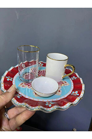 Olbia Renkli Cam Kahve Sunum Seti