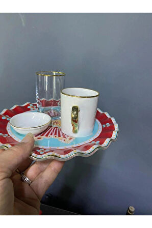 Olbia Renkli Cam Kahve Sunum Seti