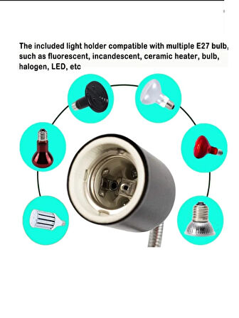 Mandallı Dimmer Özellikli Lamba Tutucu Sürüngen Isıtma Uva-uvb 75 W Lamba Dahil