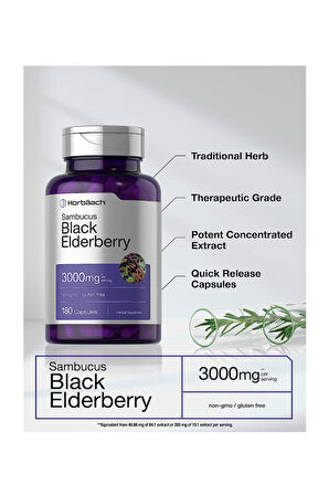 Horbach Black Elderberry 3000mg 180 Capsul.usa Menşei