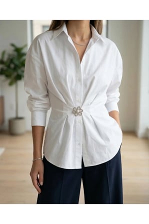 Pantolon Bel Daraltıcı Düğme, Çiçek Model Dekoratif Düğme İnci Detaylı, Pantolon Beli Küçültme