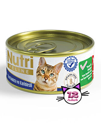 Nutri Feline 85Gr Ton Balıklı ve Karidesli 12 Adet Yaş Kedi Maması