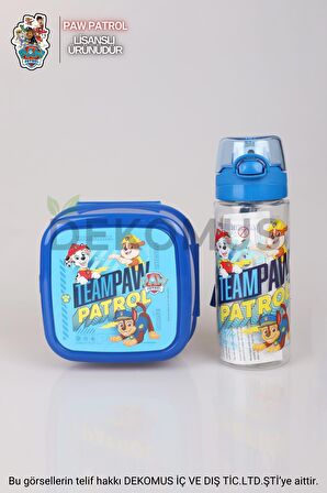 DEKOMUS LİSANSLI PAW PATROL MATARA 500 ML VE ÇİFT KATLI BESLENME KABI SETİ