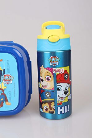 DEKOMUS LİSANSLI PAW PATROL ÇELİK MATARA 500 ML VE ÇİFT KATLI BESLENME KABI SETİ