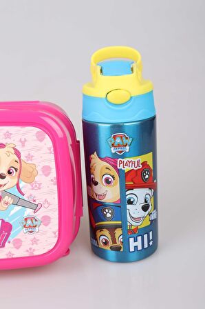 DEKOMUS LİSANSLI PAW PATROL ÇELİK MATARA 500 ML VE ÇİFT KATLI BESLENME KABI SETİ