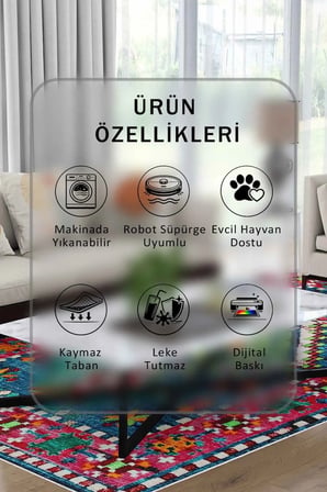 Yıkanabilir Kaymaz Taban Dijital Baskılı Halı ve Yolluk – Leke Tutmaz Salon & Mutfak Halısı
