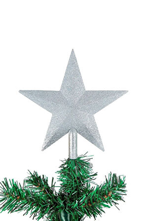 Yılbaşı 20 Cm Tepe Süs Simli Gümüş