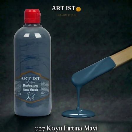 ART IST Multisurfaces Su Bazlı Akrilik Boya 500 ml - 027 Koyu Fırtına Mavi