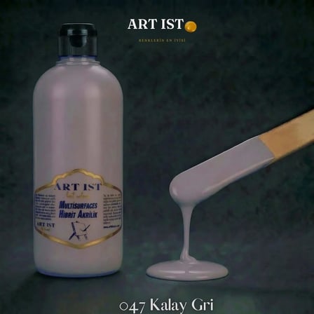 ART IST Multisurfaces Su Bazlı Akrilik Boya 500 ml - 047 Kalay Gri
