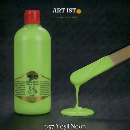 ART IST Multisurfaces Su Bazlı Akrilik Boya 500 ml - 057 Yeşil Neon
