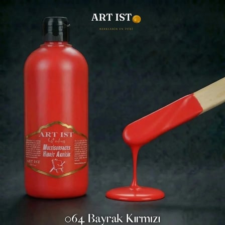 ART IST Multisurfaces Su Bazlı Akrilik Boya 500 ml - 064 Bayrak Kırmızı