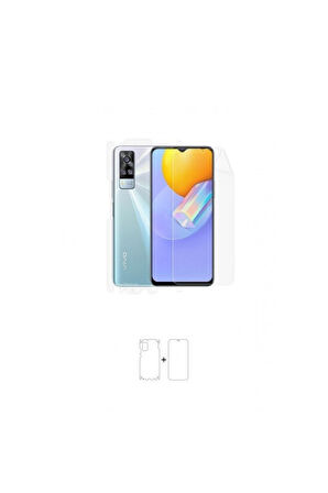 Vivo Y51 360 ° Full Body Ekran Koruyucu Kaplama Ön Arka Yan Darbe Emici Poliüretan Film