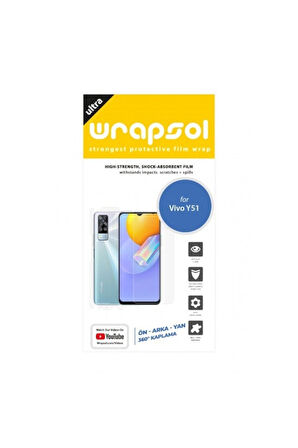 Vivo Y51 360 ° Full Body Ekran Koruyucu Kaplama Ön Arka Yan Darbe Emici Poliüretan Film