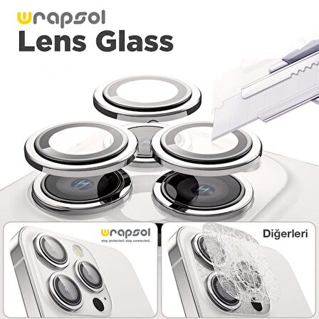 iPhone 15 Pro Kamera Lens Koruyucu Beyaz Titanyum Kolay Uygulama Aparatlı