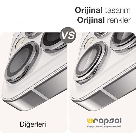 iPhone 15 Pro Kamera Lens Koruyucu Beyaz Titanyum Kolay Uygulama Aparatlı