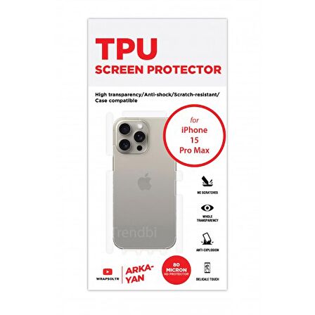 iPhone 15 Pro Max Arka Ve Yan Koruyucu Tpu Film