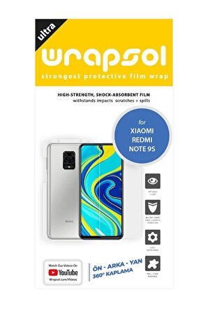 Xiaomi Redmi Note 9s 360 ° Full Body Ekran Koruyucu Kaplama Ön Arka Yan Darbe Emici Poliüretan Film