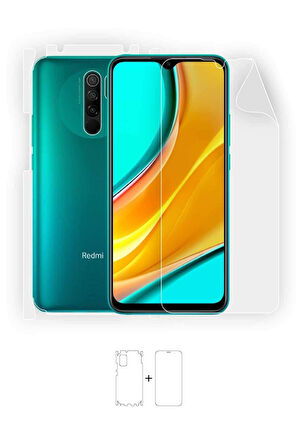 Xiaomi Redmi 9 360 ° Full Body Ekran Koruyucu Kaplama Ön Arka Yan Darbe Emici Poliüretan Film