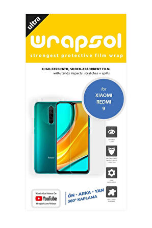 Xiaomi Redmi 9 360 ° Full Body Ekran Koruyucu Kaplama Ön Arka Yan Darbe Emici Poliüretan Film