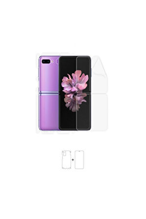 Galaxy Z Flip 360 ° Full Body Ekran Koruyucu Kaplama Ön Arka Yan Darbe Emici Poliüretan Film