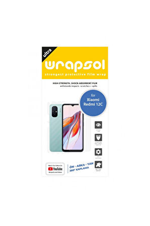 Xiaomi Redmi 12C 360 ° Full Body Ekran Koruyucu Kaplama Ön Arka Yan Darbe Emici Poliüretan Film