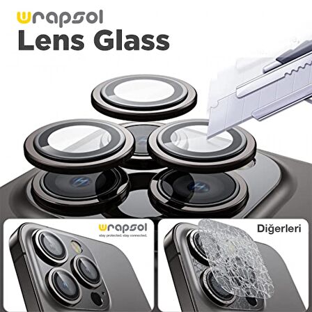 iPhone 15 Pro Kamera Lens Koruyucu Siyah Titanyum Kolay Uygulama Aparatlı