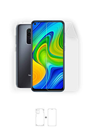 Xiaomi Redmi Note 9 360 ° Full Body Ekran Koruyucu Kaplama Ön Arka Yan Darbe Emici Poliüretan Film
