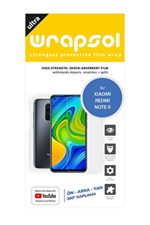 Xiaomi Redmi Note 9 360 ° Full Body Ekran Koruyucu Kaplama Ön Arka Yan Darbe Emici Poliüretan Film