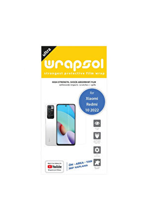 Xiaomi Redmi 10 2022 360 ° Full Body Ekran Koruyucu Kaplama Ön Arka Yan Darbe Emici Poliüretan Film