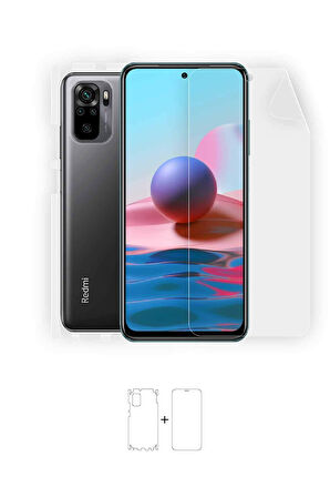 Xiaomi Redmi Note 10 360 ° Full Body Ekran Koruyucu Kaplama Ön Arka Yan Darbe Emici Poliüretan Film