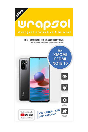 Xiaomi Redmi Note 10 360 ° Full Body Ekran Koruyucu Kaplama Ön Arka Yan Darbe Emici Poliüretan Film