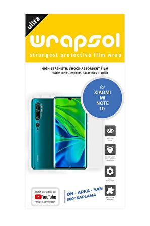 Xiaomi Mi Note 10 360 ° Full Body Ekran Koruyucu Kaplama Ön Arka Yan Darbe Emici Poliüretan Film