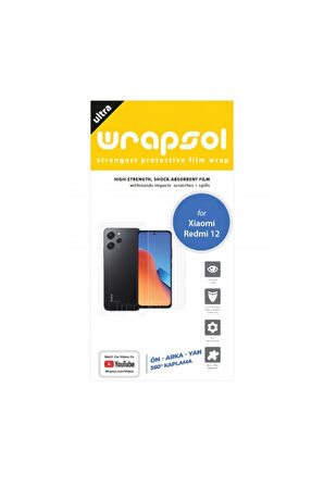 Xiaomi Redmi 12 360 ° Full Body Ekran Koruyucu Kaplama Ön Arka Yan Darbe Emici Poliüretan Film