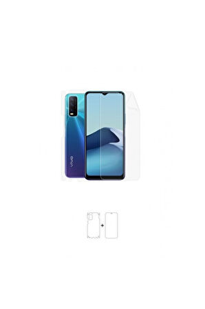 Vivo Y20 360 ° Full Body Ekran Koruyucu Kaplama Ön Arka Yan Darbe Emici Poliüretan Film