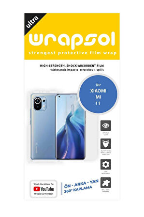 Xiaomi Mi 11 360 ° Full Body Ekran Koruyucu Kaplama Ön Arka Yan Darbe Emici Poliüretan Film