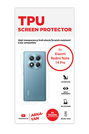 Xiaomi Redmi Note 14 Pro Parlak Arka ve Yan Koruyucu TPU Film