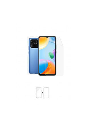 Xiaomi Redmi 10c 360 ° Full Body Ekran Koruyucu Kaplama Ön Arka Yan Darbe Emici Poliüretan Film