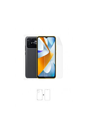 Xiaomi Poco C40 360 ° Full Body Ekran Koruyucu Kaplama Ön Arka Yan Darbe Emici Poliüretan Film