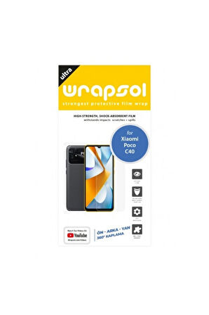 Xiaomi Poco C40 360 ° Full Body Ekran Koruyucu Kaplama Ön Arka Yan Darbe Emici Poliüretan Film