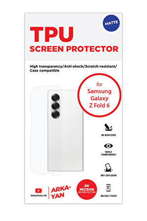 SAMSUNG GALAXY Z FOLD 6 TPU MAT ARKA YAN KORUYUCU FİLM EKRAN KORUYUCU