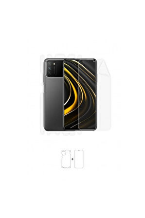 Xiaomi Poco M3 360 ° Full Body Ekran Koruyucu Kaplama Ön Arka Yan Darbe Emici Poliüretan Film