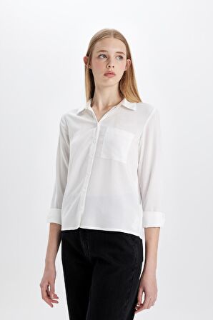DeFacto Regular Fit Basic Uzun Kollu Gömlek W3614AZ24SPWT32