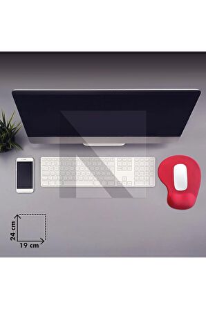 MP01 - Kırmızı Elips Bilek Destekli Mouse Pad | Konforlu, Kaymaz Taban, Ergonomik, Yumuşak, Ev,ofis