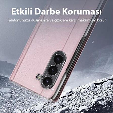 Coofbe Premium Deri Manyetik Darbe Emici Samsung Galaxy Z Fold5 Kılıf Samsung Z Fold5 Standlı Kılıf 