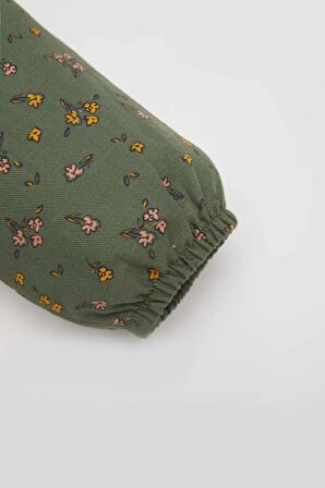DeFacto Kız Bebek Çiçekli Uzun Kollu Twill Elbise C0498A524SPGN432
